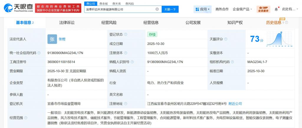 國(guó)軒控股集團(tuán)布局宜春新能源版圖，注冊(cè)資本1000萬加碼太陽能熱發(fā)電